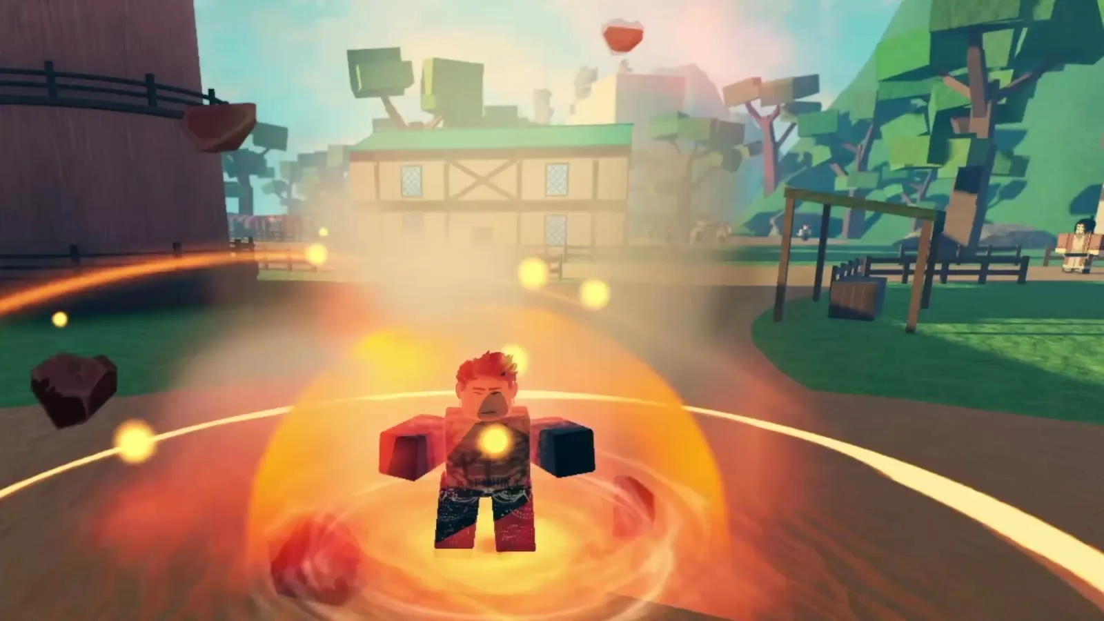 In-engine gameplay: a fire Fighting Style skill on Dawnwind Island