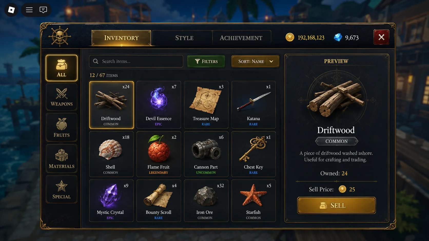 Inventory UI concept