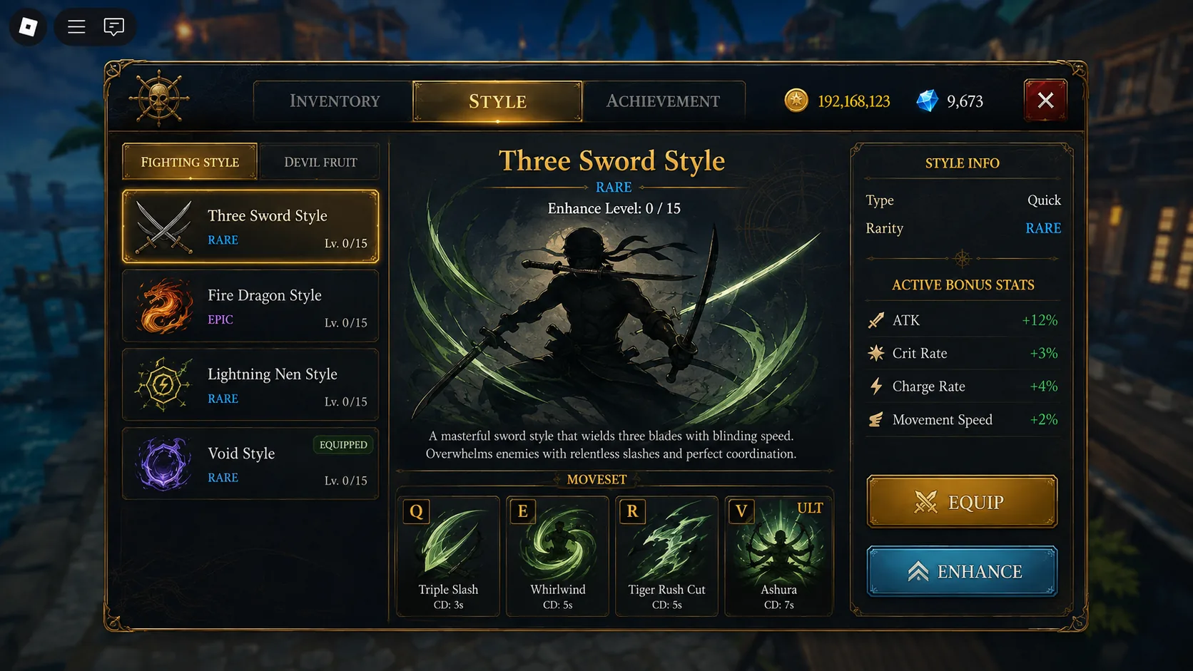 Fighting Style UI concept